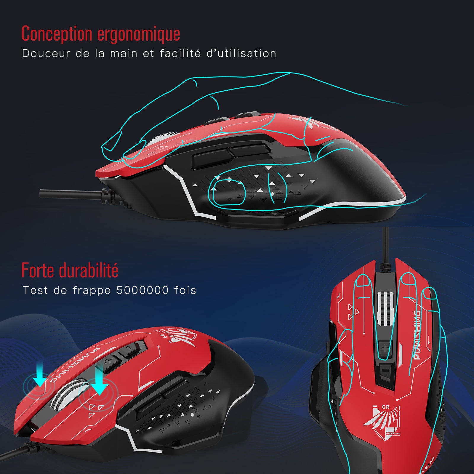 GTPLAYER X PUNISHING: GRAY RAVEN SERIE MOUSE DA GIOCO SPECIALE